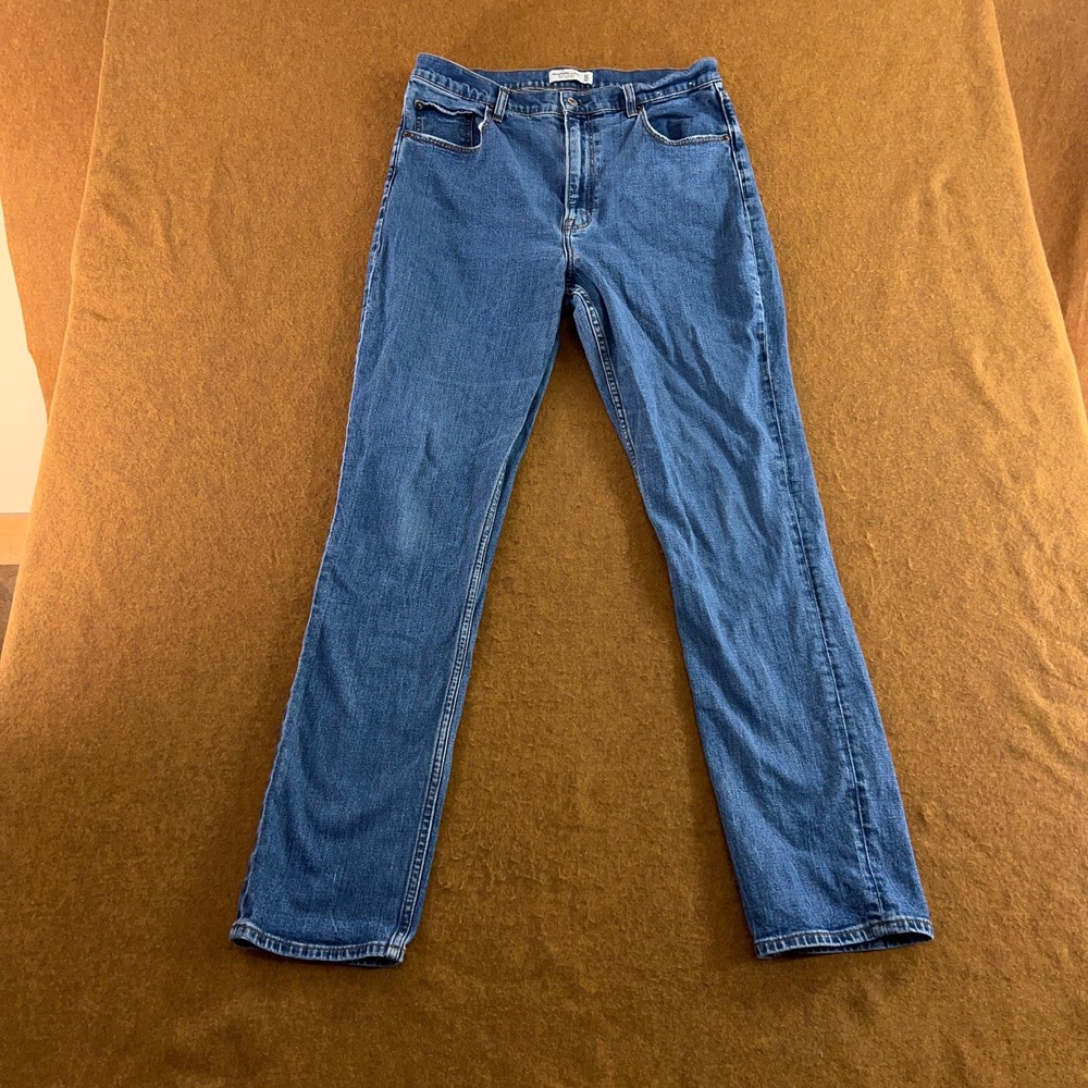 Abercrombie & Fitch Womens 32/14L Blue Slim Straight Ultra High Rise Jeans New